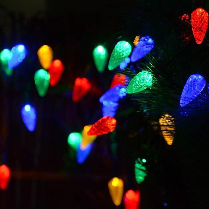 2 Pack Solar Christmas Lights Outdoor C6 Strawberry String Lights, LED - Image 5