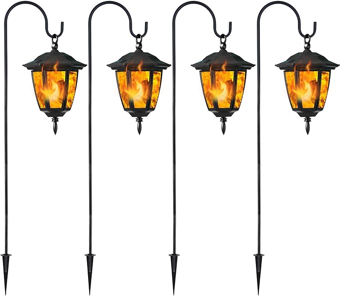 Dynaming 4 Pack Solar Flame Hanging Lights Outdoor, Halloween Solar Flickering by Dynaming