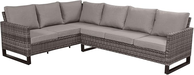 Belord Outdoor Sectional Sofa 6 Seater L Shaped Couch Wicker Patio Conversation by Belord