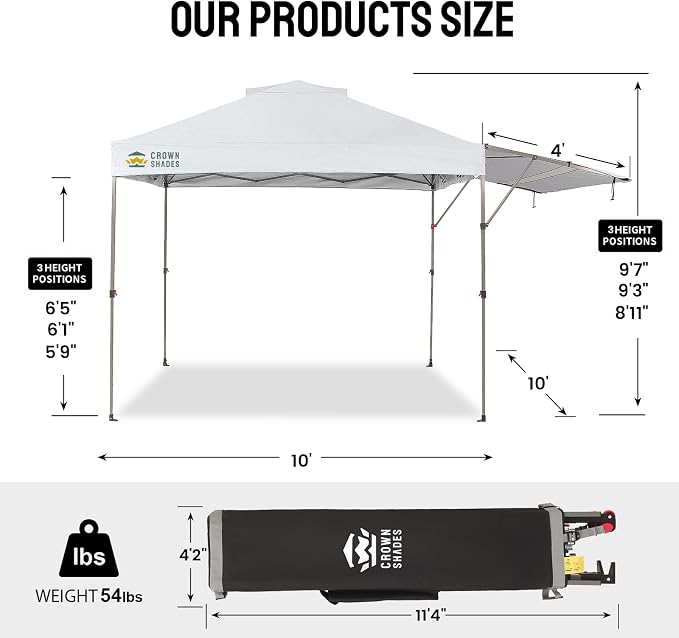 CROWN SHADES 10x10 Pop up Canopy Tent Patended Centerlock Instant Commercial - Image 7