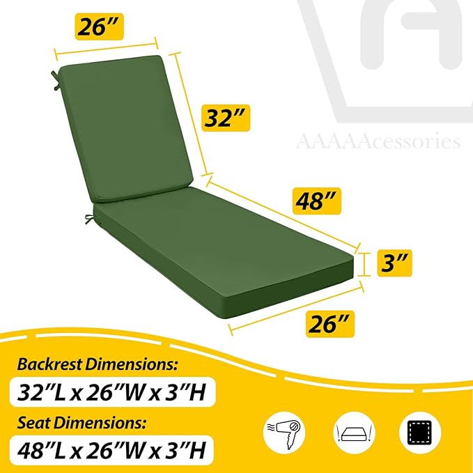 AAAAAcessories Outdoor Chaise Lounge Cushions, Waterproof Patio Furniture - Image 5