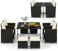 Tangkula 9 Pieces Outdoor Dining Furniture Set, Space-Saving Wicker Rattan by TANGKULA