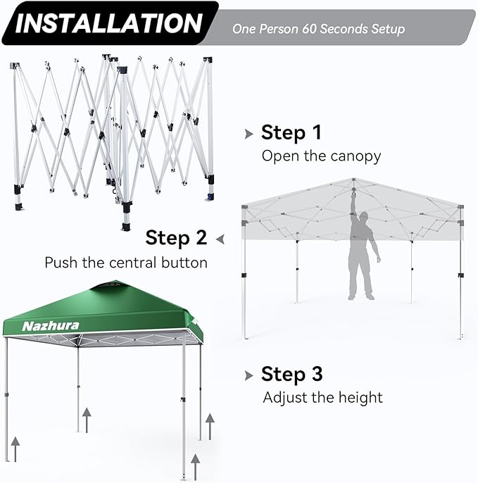 Nazhura 10' x 10' Pop Up Canopy Tent - Image 4