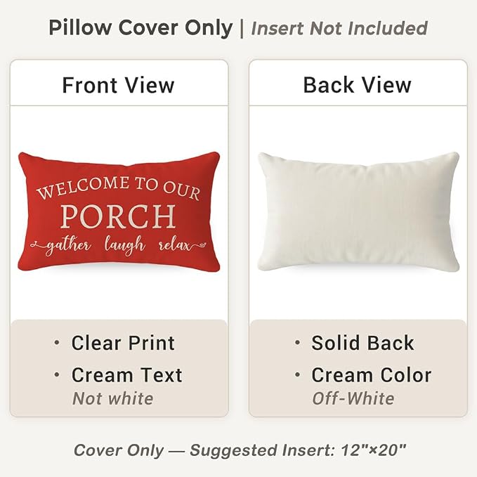 PANDICORN Welcome to Our Porch Stay Awhile Farmhouse Throw Pillow Covers 12x20 - Image 4