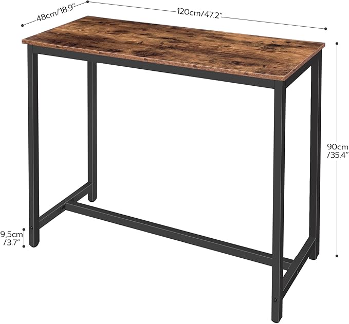 HOOBRO Bar Table, Rectangular Pub Table, 47.2” Counter Height Bar Table - Image 3