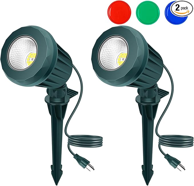Spotlight Outdoor – 120V Plug-in, 2700K Warm White LED Landscape Spot Lights by Holeva