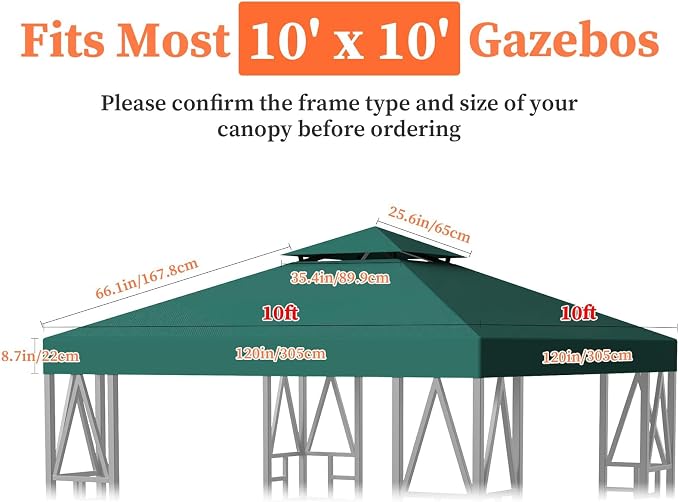 Gazebo Canopy Replacement 10x10ft Outdoor Shelter - Image 5