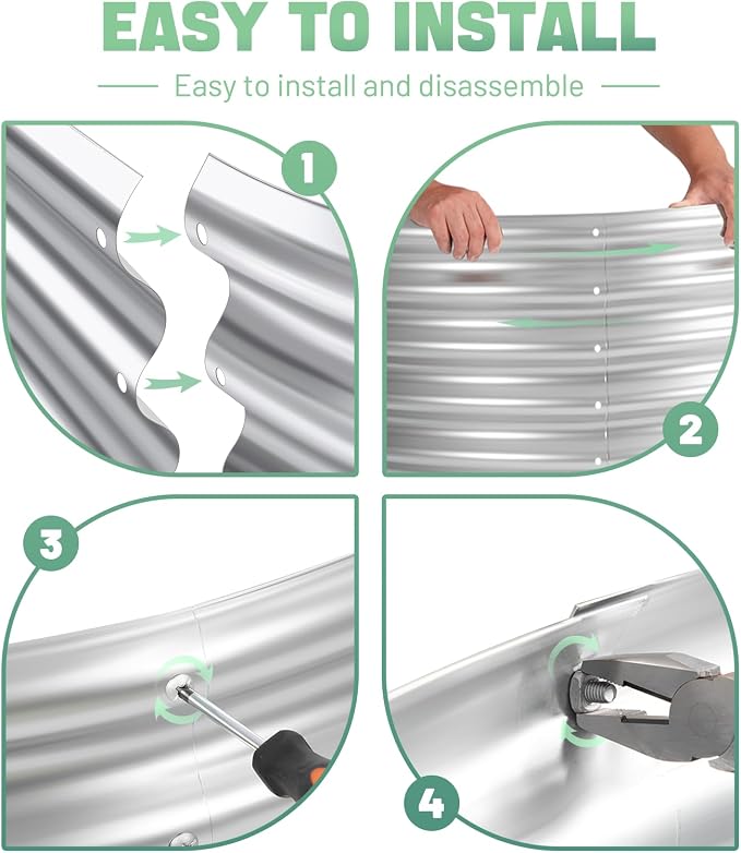 AHEONLAR 3 Pack 6×3×1ft Galvanized Raised Garden Beds, Oval Metal Garden Bed - Image 4