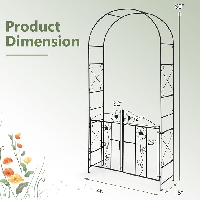 COSTWAY 2-in-1 Garden Arbor - Image 5