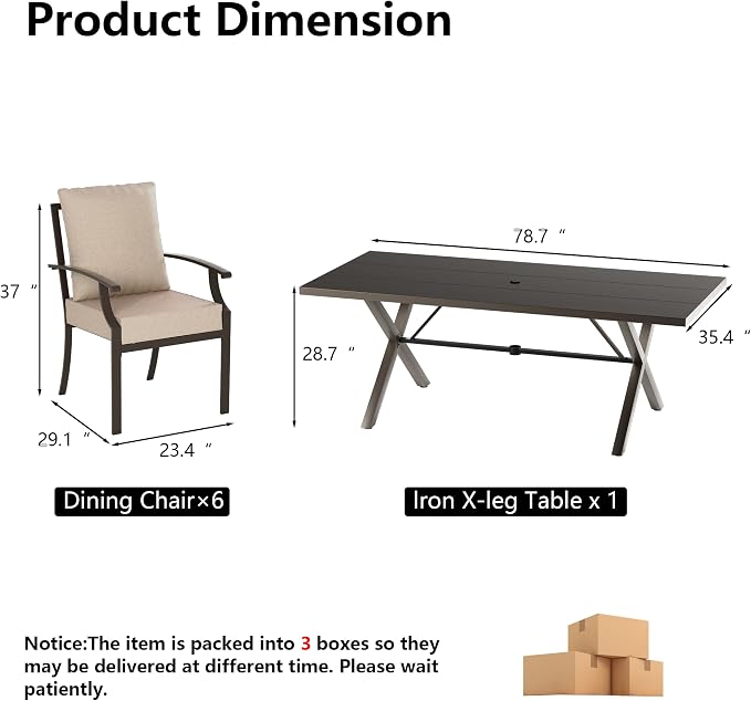 Kullavik 7 PCS Outdoor Dining Table Set - Image 2