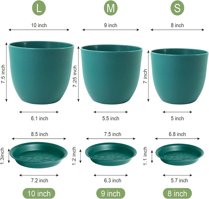 Flower Pots 10/9/8 inch, Plant Pots - Image 3