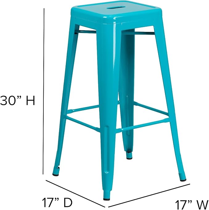Flash Furniture Commercial Grade 30" High Backless Crystal Teal-Blue - Image 3