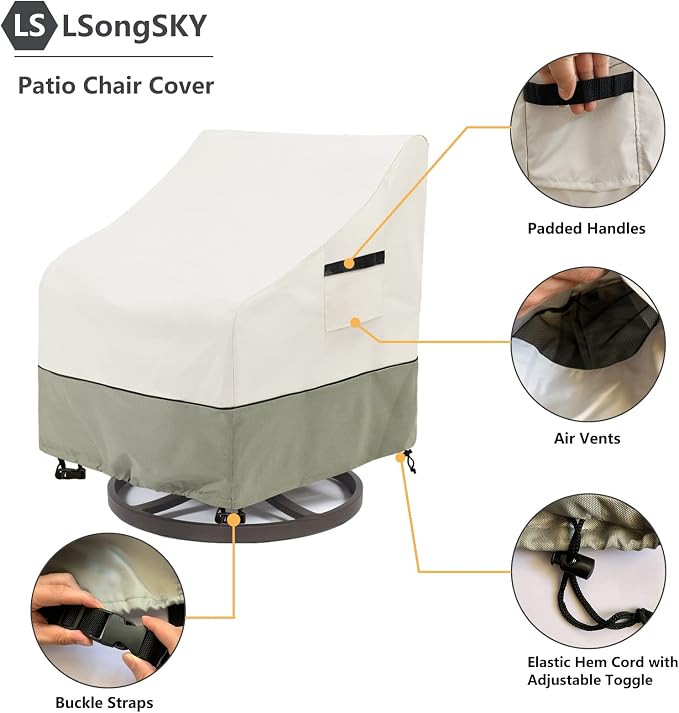Outdoor Swivel Lounge Chair Cover, 100% Waterproof Heavy Duty Outdoor Chair - Image 3