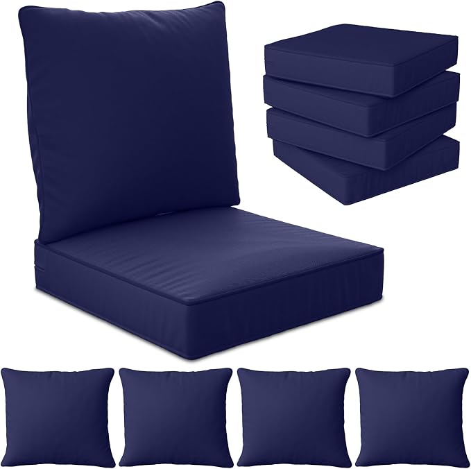 22" x 22" x 6" Outdoor Deep Seat Cushions Set by Unknown