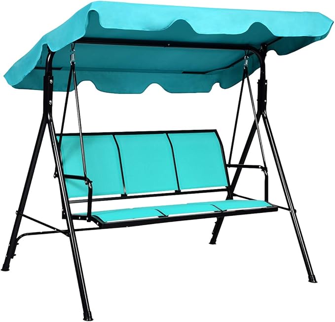 TANGKULA 3 Person Patio Swing, Steel Frame by TANGKULA