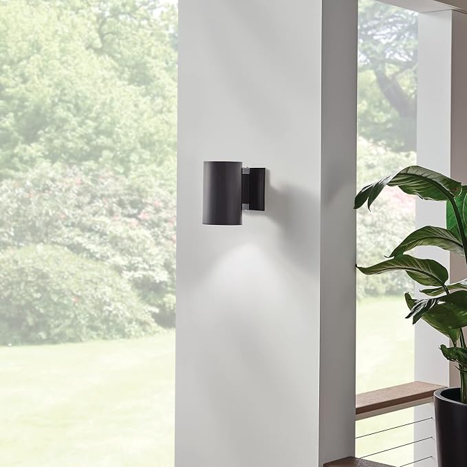 Kichler Cylinders 7" Outdoor Wall Sconce in a Black, 1-Light Exterior Wall Light - Image 7