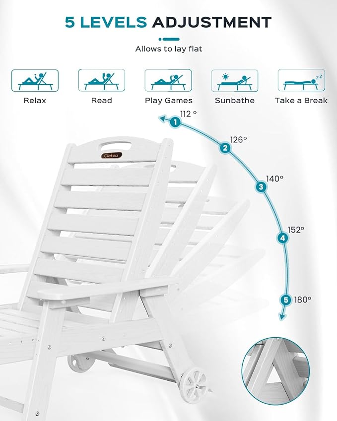 Outdoor Chaise Lounge Chair Set of 2, Patio Lounge Chairs - Image 4