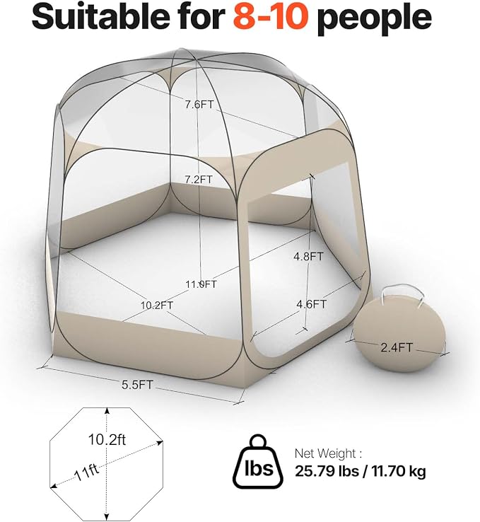 VEVOR Pop up Sports Tent, 8 Sizes Optional Clear Bubble Tent - Image 9