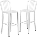 Flash Furniture Gael Commercial Grade 2 Pack 30" High White Metal by FlashFurniture