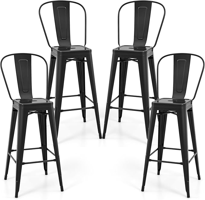 COSTWAY 30'' Metal Bar stools Set of 4, by COSTWAY