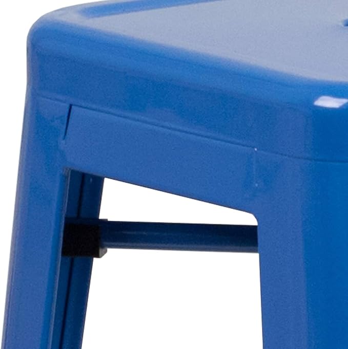 Flash Furniture Commercial Grade 30" High Backless Blue Metal Indoor-Outdoor - Image 6