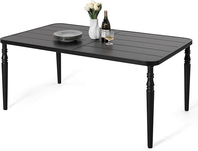 NUU GARDEN Weather-Resistant Outdoor 61” x 37” Rectangle Metal Dining Table by NUUGARDENCORPORATION
