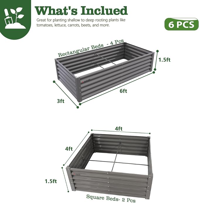 A ANLEOLIFE Set of 6, 18 Inch Tall Quartz Grey Raised Garden Beds Kit, - Image 2
