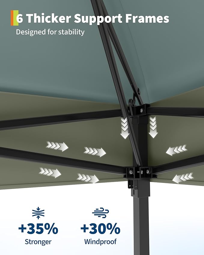 Canopy Tent 12x12 ft, Pop Up Gazebo One-Push Setup - Image 6