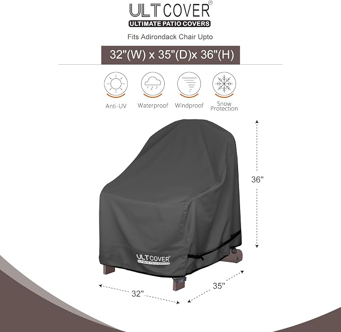 ULTCOVER Waterproof Patio Adirondack Chair Cover 2 Pack - Image 2