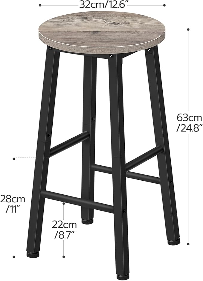 HOOBRO Bar Stools Set of 2, Counter Height Bar Stools, 25.8" Bar Stools - Image 3