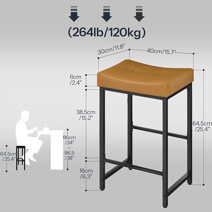 HOOBRO Bar Stools, 25.4" Saddle Stools - Image 3