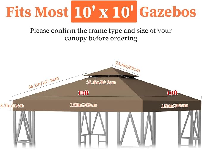 Gazebo Canopy Replacement 10x10ft Outdoor Shelter - Image 5