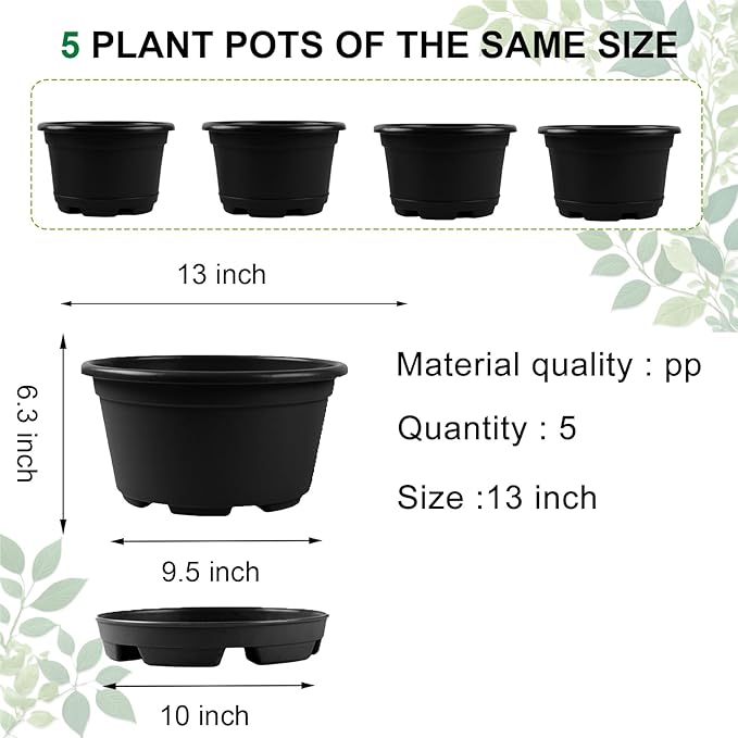 Outdoor Flower Pots 5 Packs 13 inch pots - Image 3