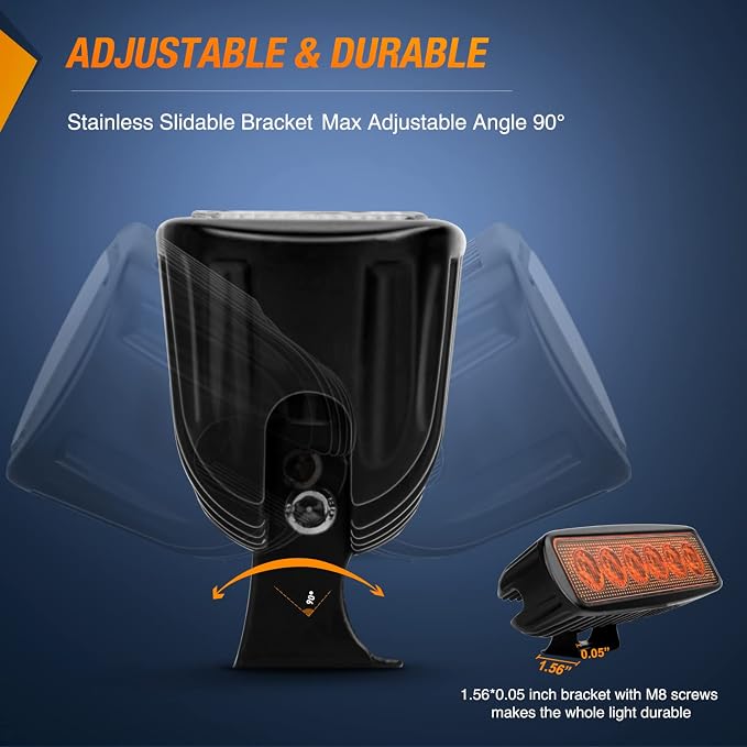 Nilight 6 inch Amber LED Light Bar 2PCS 18W Spot Driving Fog Single Row Off - Image 8