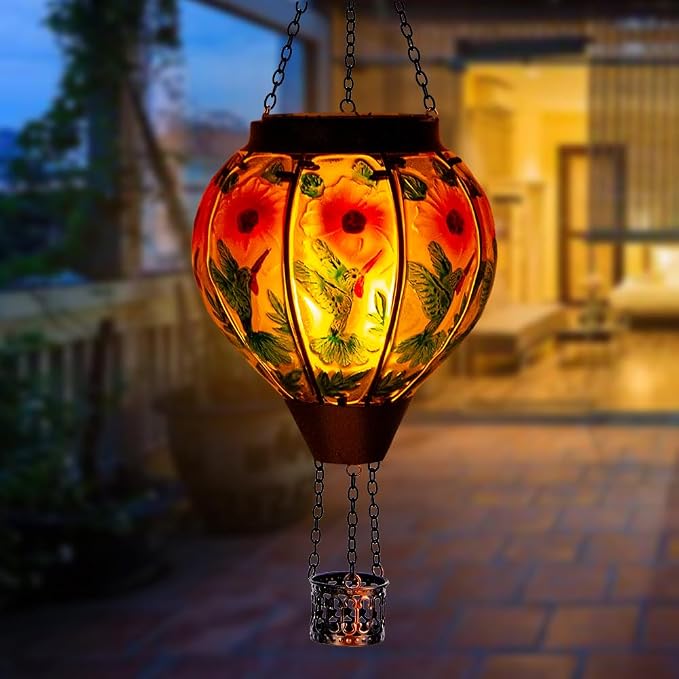 DREAMSOUL Hummingbird Hot Air Balloon Solar Lantern, Hanging Solar Lanterns - Image 2