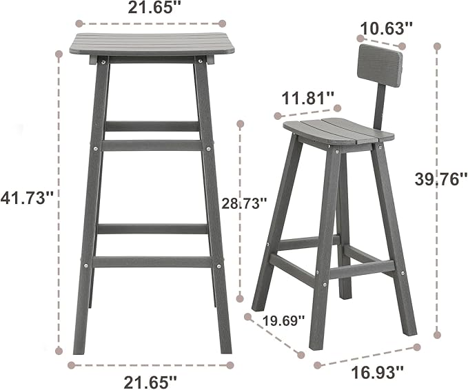 Outdoor Bar Table, HDPE Patio Bar Table, All Weather Height Patio Tables - Image 3