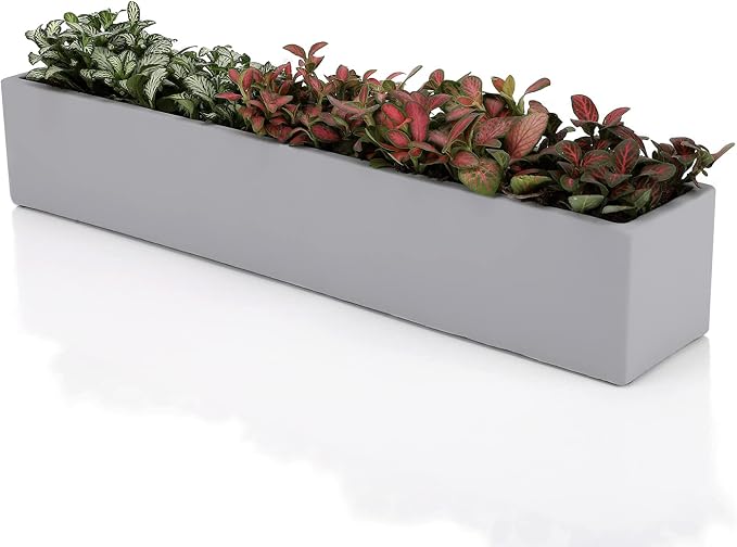 14.5-Inch Grey Rectangle Concrete Succulent Planter Windowsill Boxes by Ten-stone