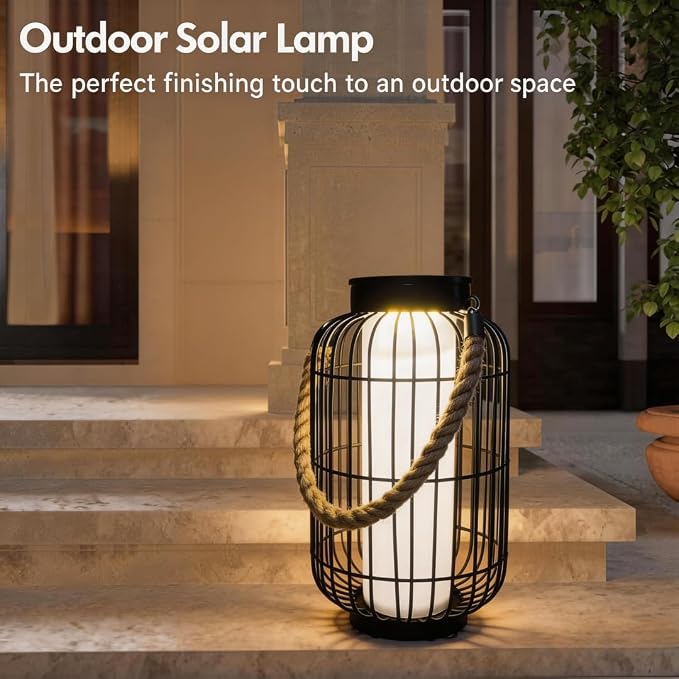 pearlstar Large Solar Powered Lantern Outdoor-Heavy Duty Metal Hanging Lights - Image 2