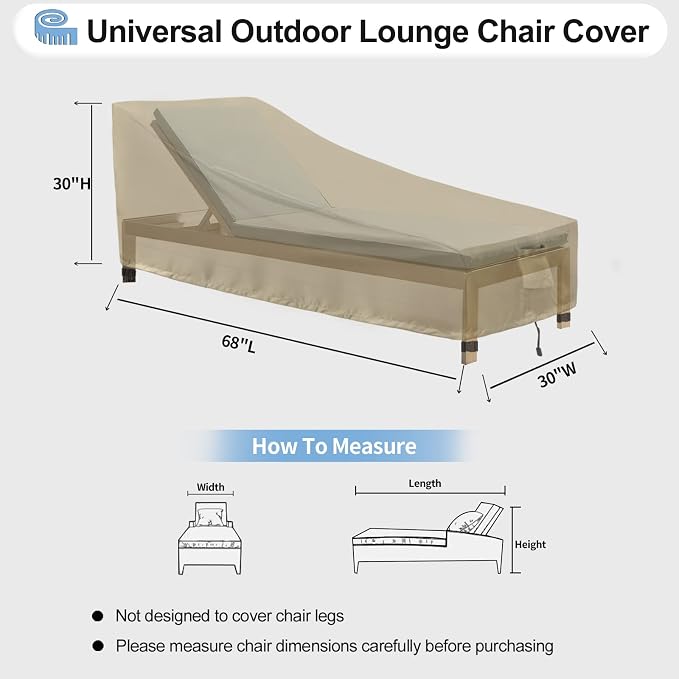 OutdoorLines Outdoor Waterproof Patio Chaise Lounge Chair Cover - Image 2