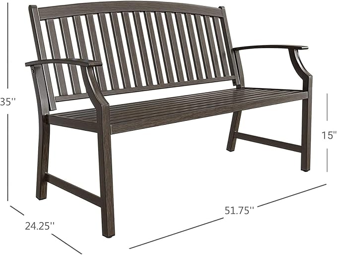 Grand patio 52" Farmhouse Outdoor Bench, Garden Benches - Image 3