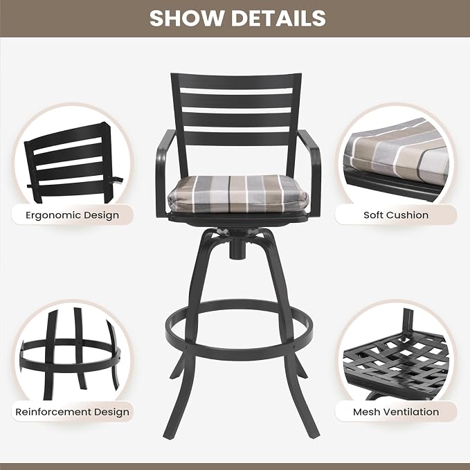 Pellebant Outdoor Bar Stools Set of 4 - Image 9