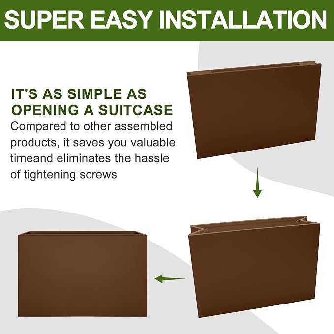 Galvanized Steel Planter Box-No Installation Required Metal Rectangular Block - Image 2