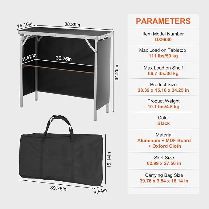 VEVOR Folding Portable Bar Table, Tradeshow Podium Table - Image 3