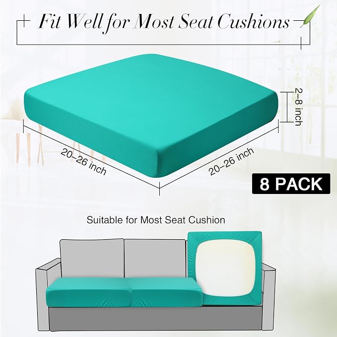 Newwiee 8Pcs Patio Cushion Covers Stretch Outdoor Cushion Cover Replacement - Image 2