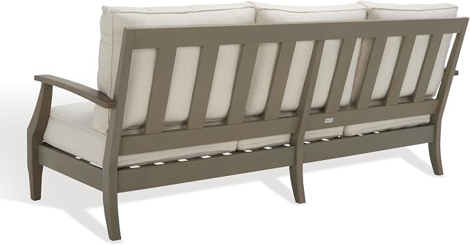 SAFAVIEH Outdoor Couture Collection Martinique Light Grey/Beige Solid Wood - Image 8
