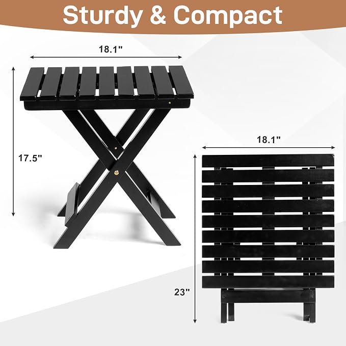 Outvita Wood Folding Side Table, Portable & Lightweight Compact Wooden Side - Image 3
