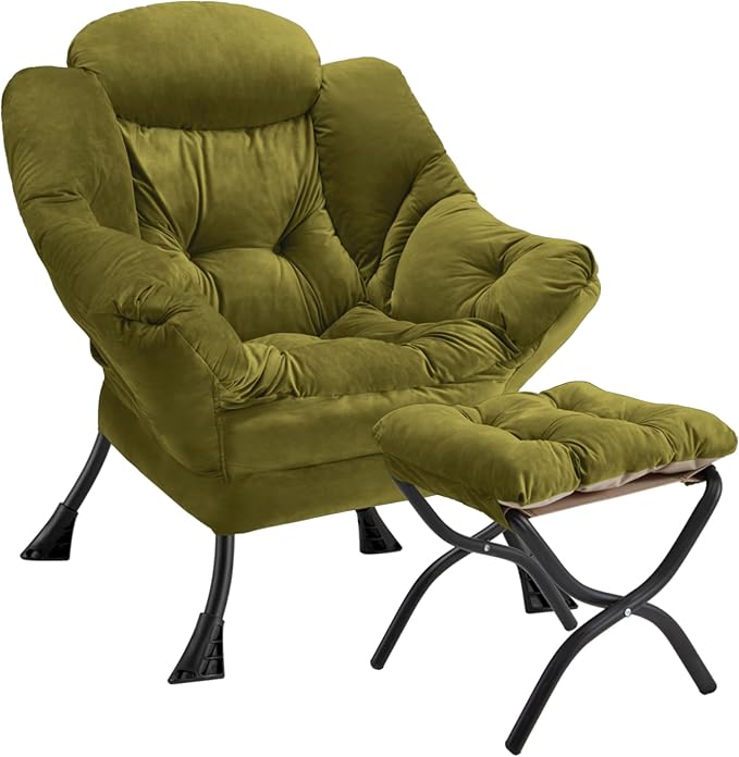 Lazy Chair with Folding Ottoman Modern Large Accent Chair, Contemporary Lounge by Congermom