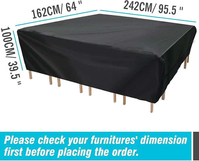 Velway Patio Furniture Cover Outdoor, Waterproof Rectangular Patio Table Chair - Image 3