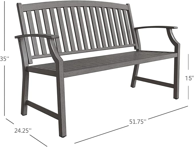 Grand patio 52" Farmhouse Outdoor Bench, Garden Benches - Image 3