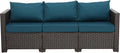 WAROOM Patio Couch PE Rattan 3-Seat Outdoor Sofa Brown Wicker Furniture Set by WAROOM